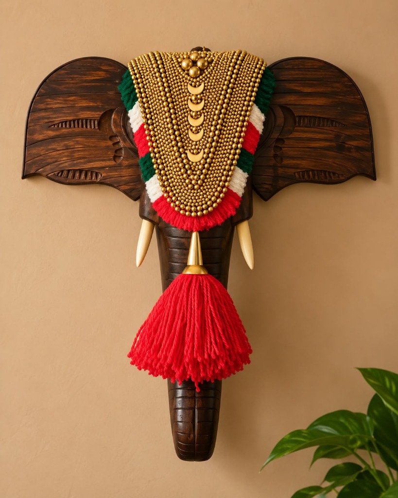 Elephant Head With Nettippattam — handcrafted Kerala elephant head