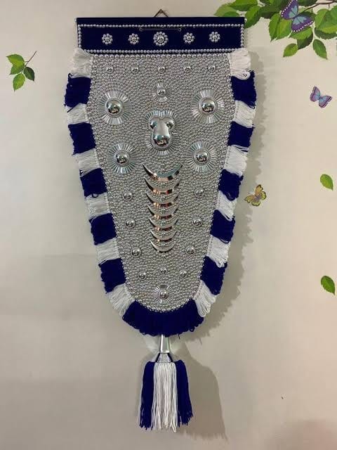 Royal Silver Nettipattam with deep blue velvet trim