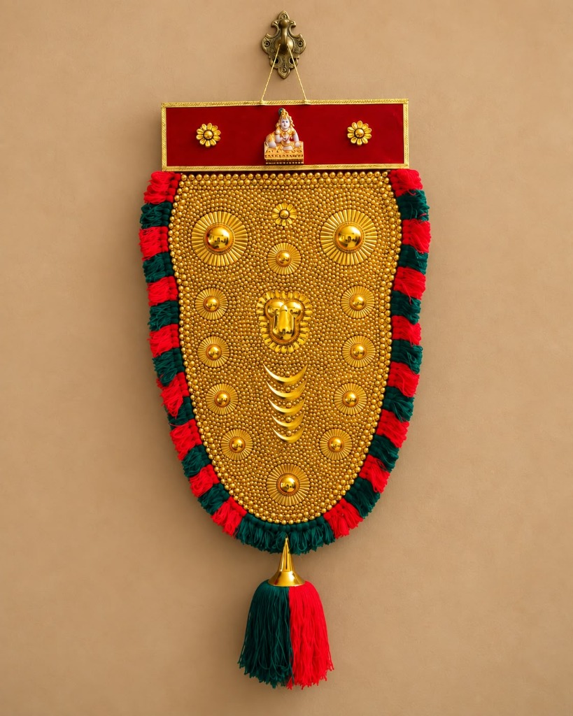Handmade Nettipattam with rows of embossed brass discs